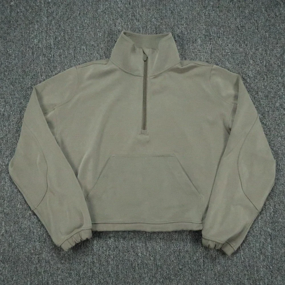 Lululemon‎ Pullover Womens Small Green Brushed Softstreme Half Zip Pockets